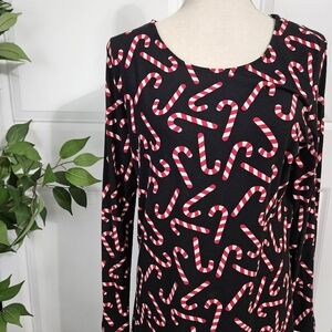 Candy Cane Print Long Sleeve Mini Dress